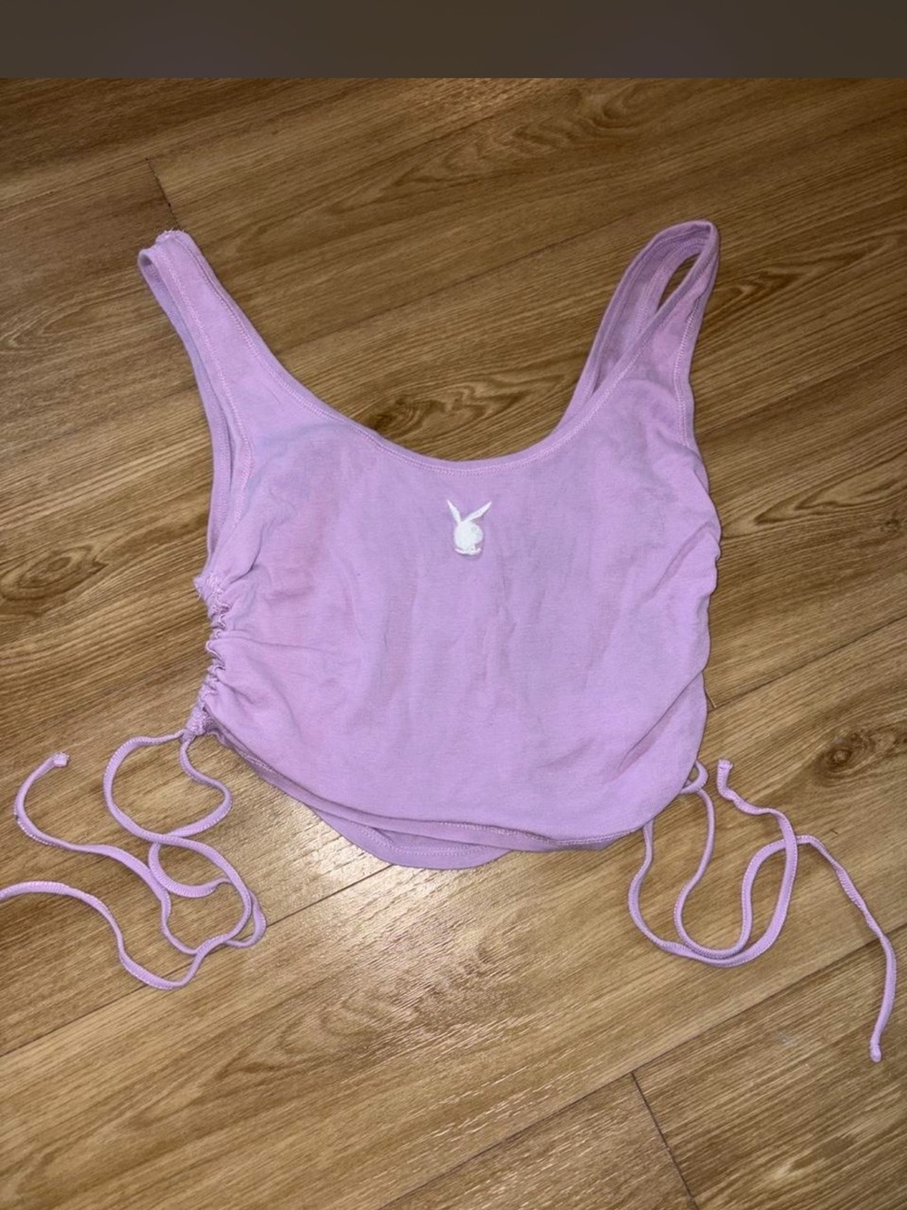 PLAYBOY Lavender Ruched Side Crop Tank